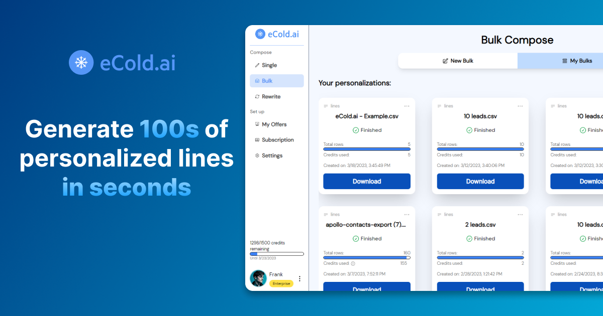 eCold.ai | AI personalized lines in bulk